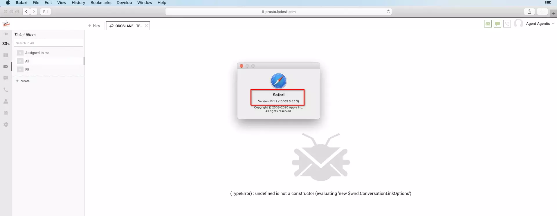 LiveAgent în browserele Safari după o actualizare