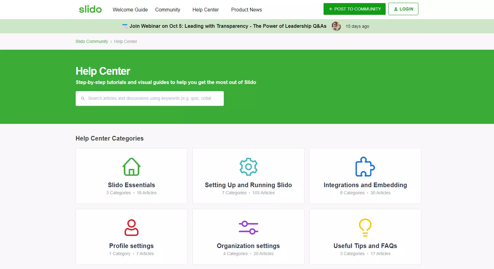 Centrul de ajutor Slido