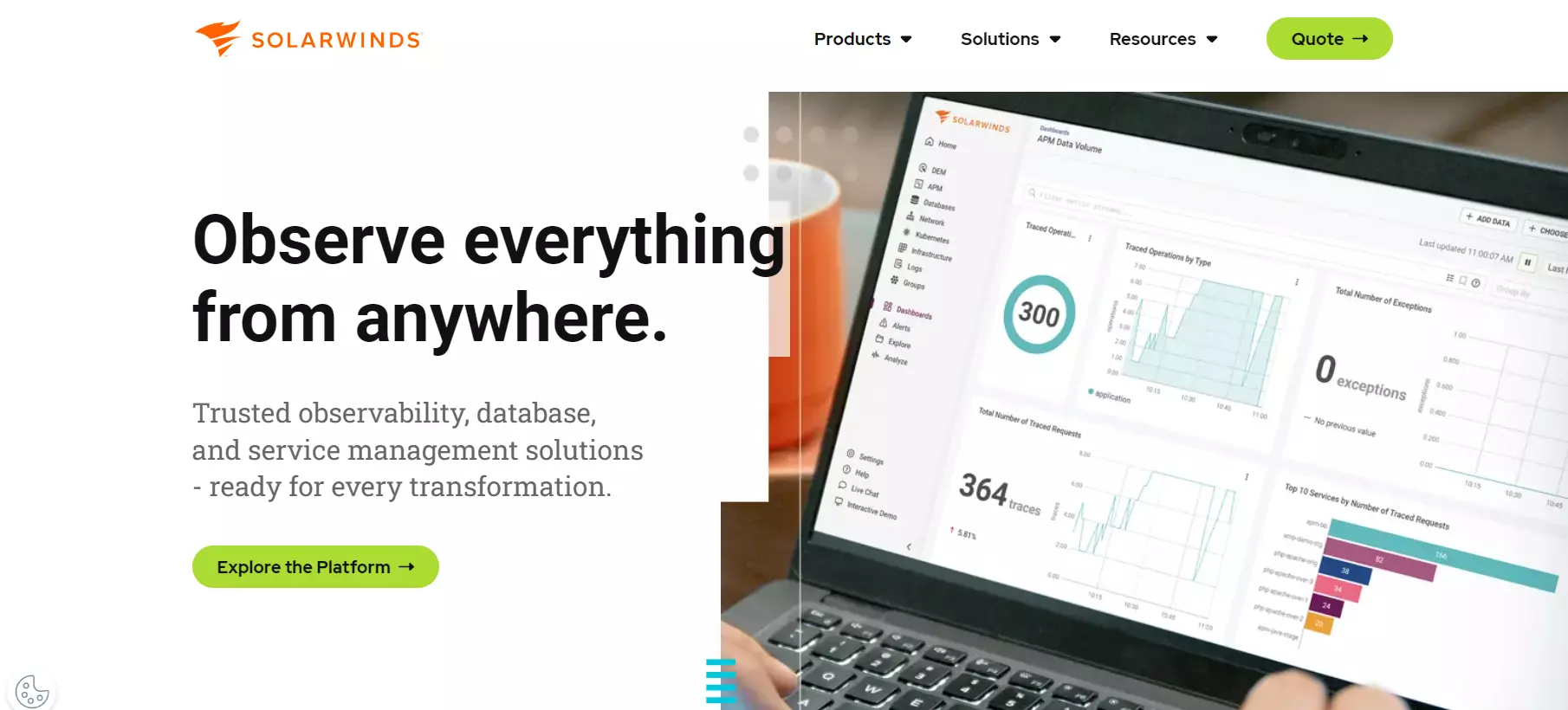 Pagina de start SolarWinds - Creșteți productivitatea cu această alternativă la Spiceworks