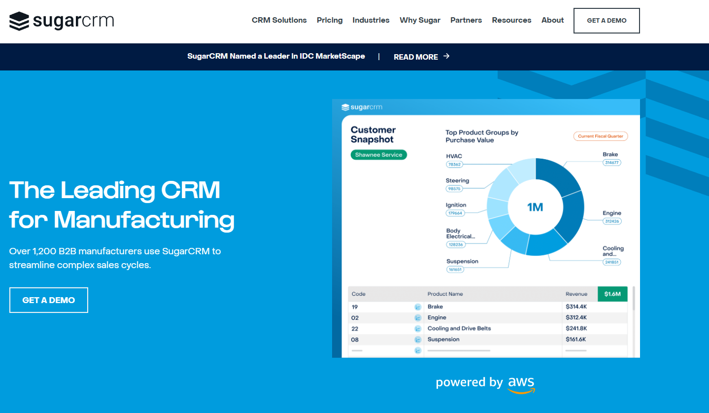 Pagina de pornire SugarCRM