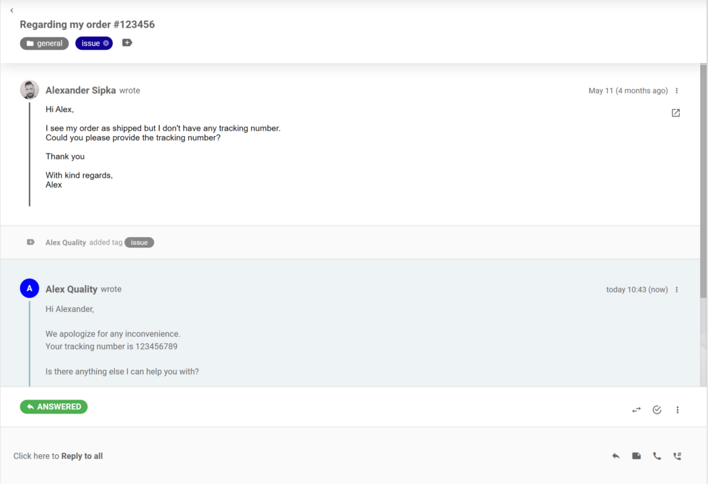 Îmbunătățire a conversației în tichetele LiveAgent