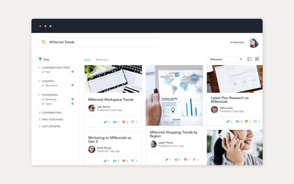 Exemplu de soluție de bază de cunoștințe oferită de Bloomfire