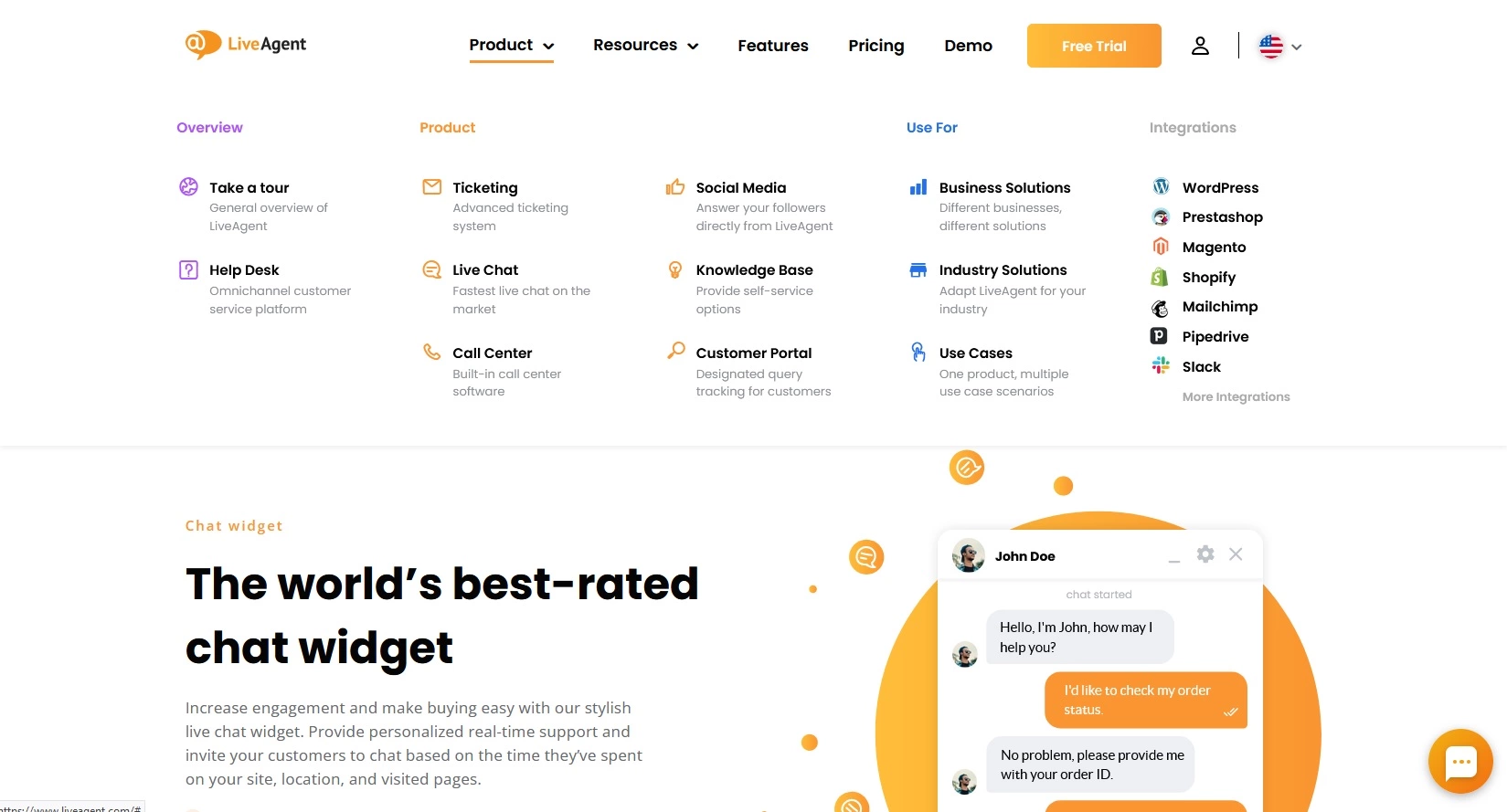 Opțiuni și informații despre produsul LiveAgent