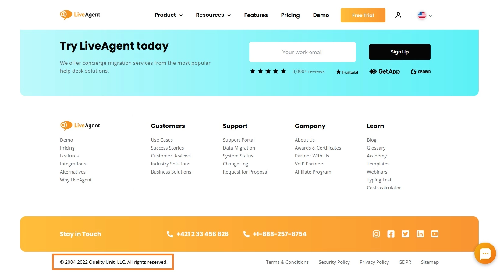 Drepturi de autor ale site-ului LiveAgent
