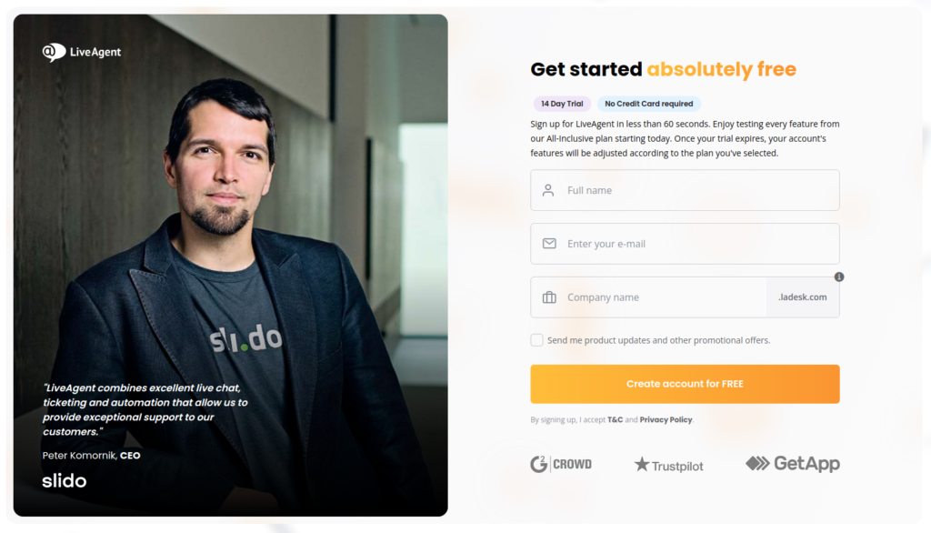 Cont de probă LiveAgent