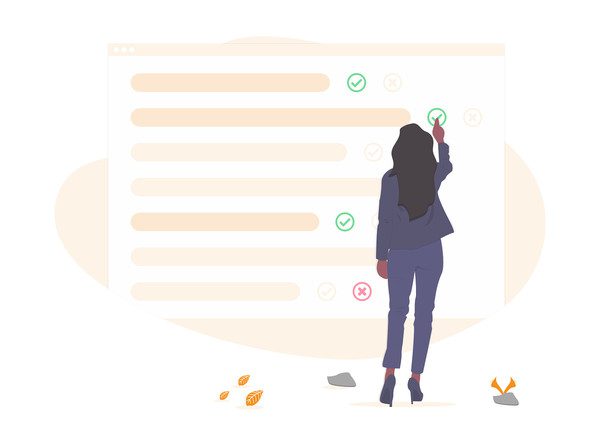 femeie alegând opțiunea potrivită - ilustrație