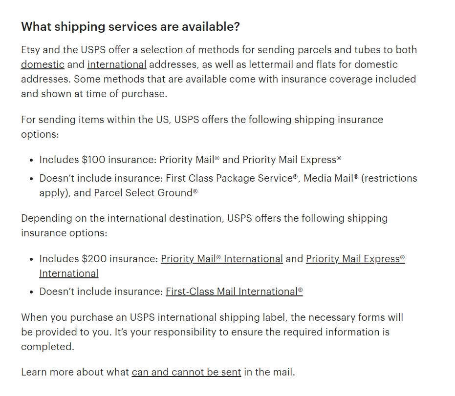 Servicii de transport disponibile Etsy