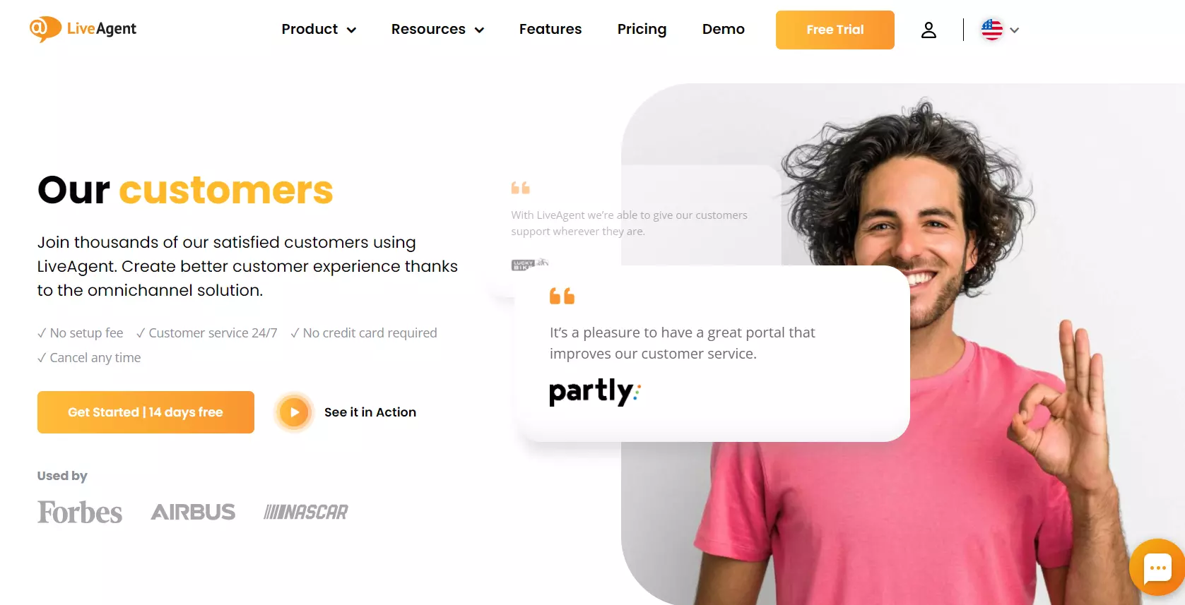 Pagina clienților noștri LiveAgent