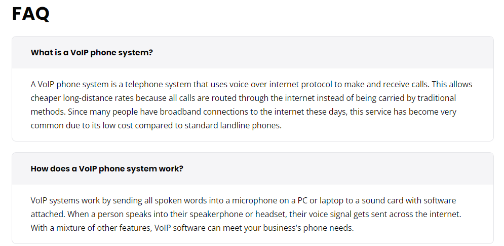 Exemplu de sectiune FAQ