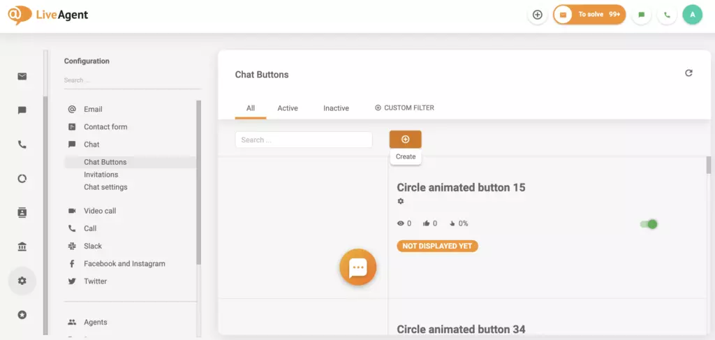 Setarea secțiunii de chat a LiveAgent