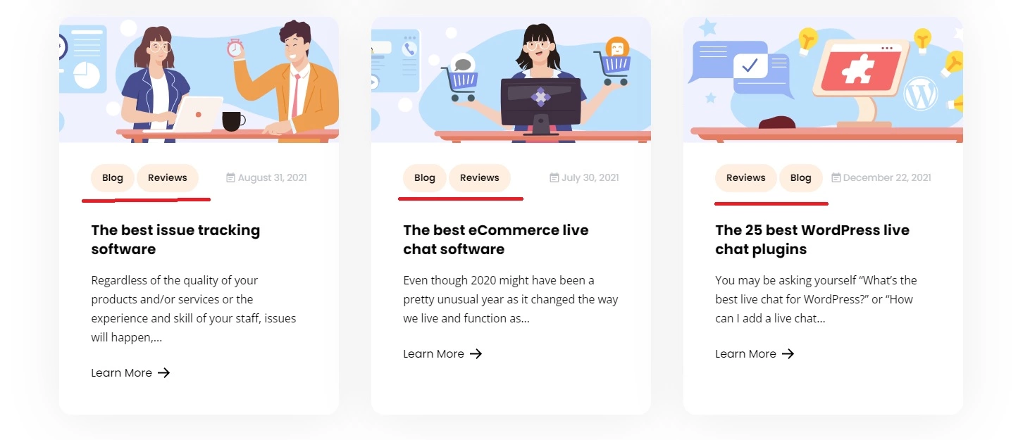 Exemplu de etichete de blog