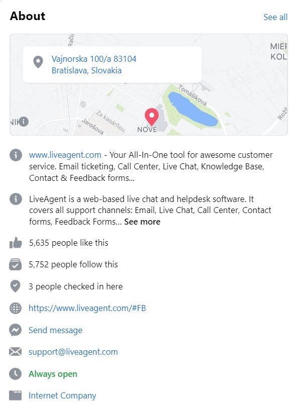 biografia Facebook a LiveAgent