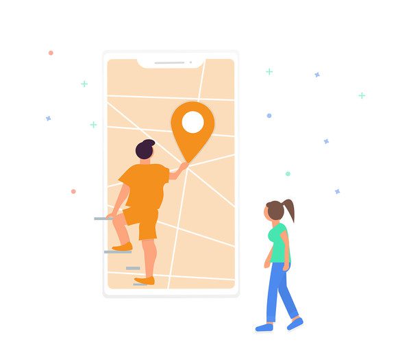 Călătorie - căutare locație - ilustrație