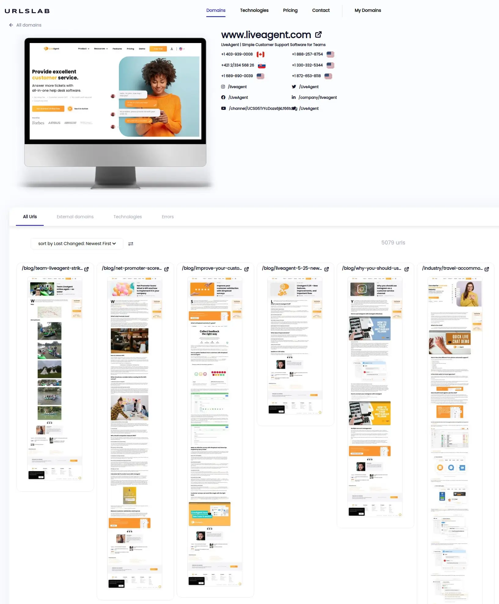 Revizuire vizuală rapidă a capturilor de ecran ale site-ului