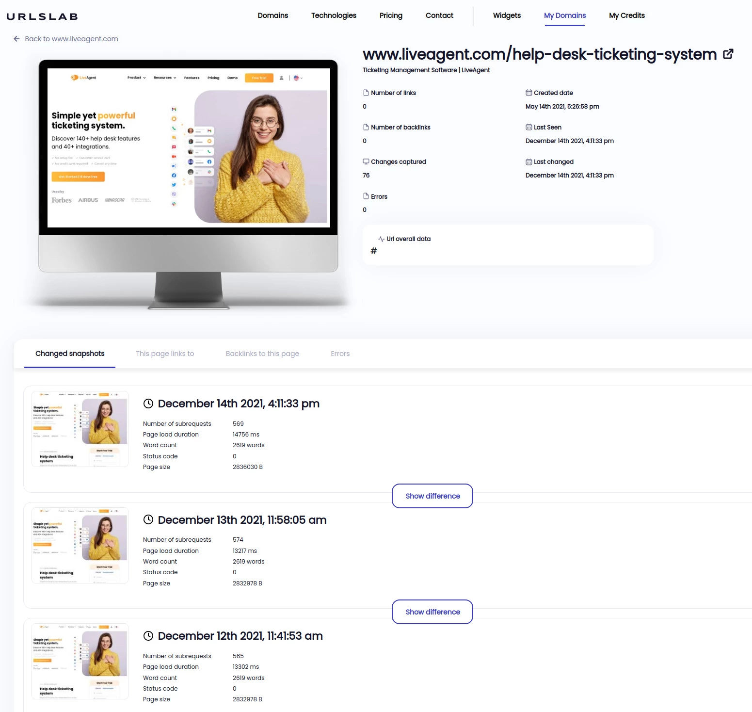 Obțineți o captură de ecran a fiecărei pagini pe site-ul dvs. zilnic