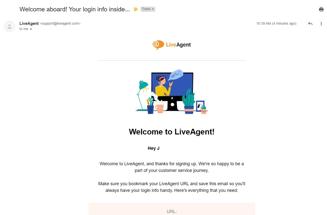 Bun venit la email LiveAgent