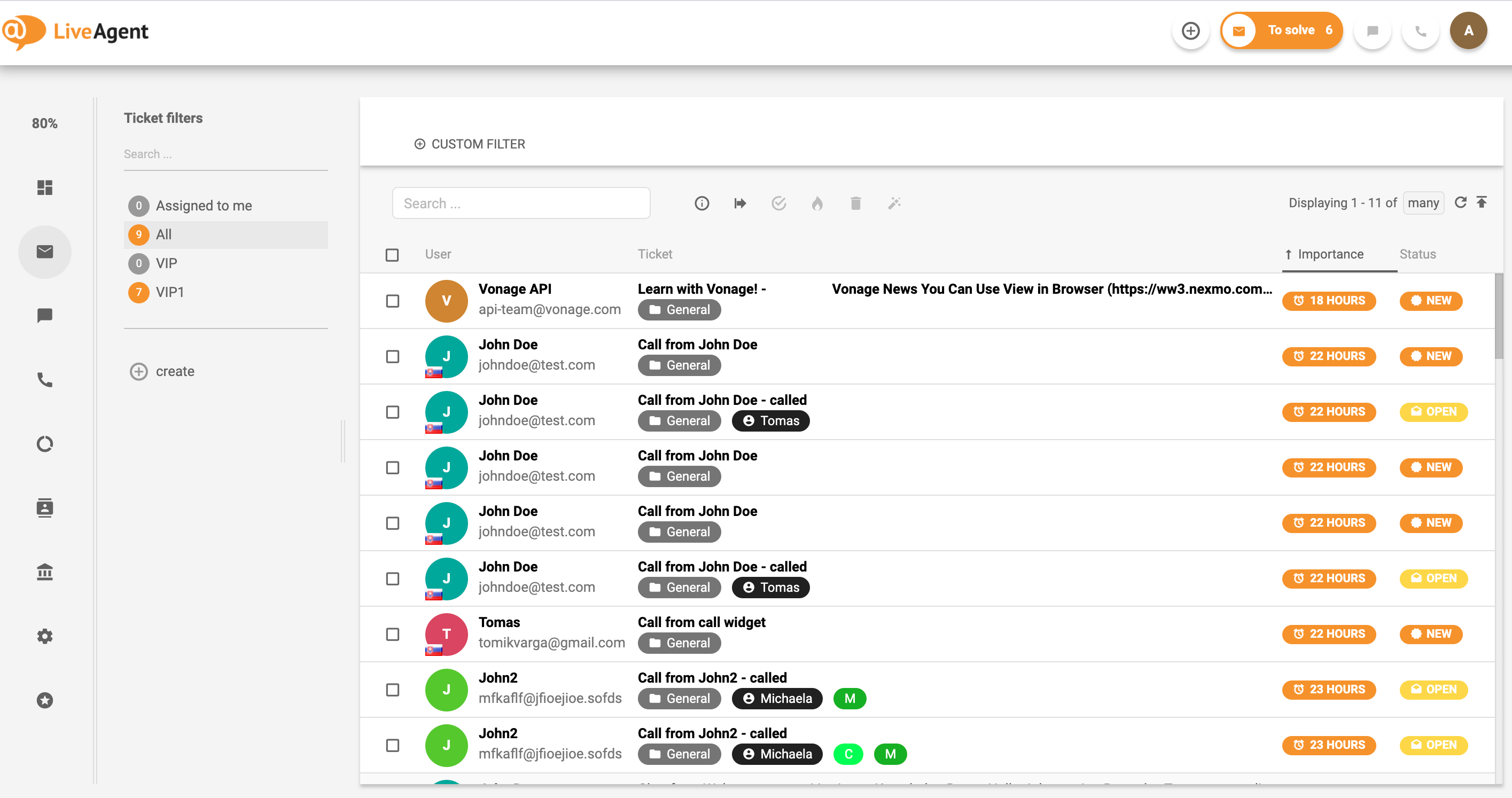 LiveAgent - Toate biletele - Cutie de intrare universală