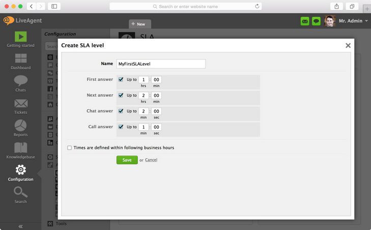 Cum să creezi un nivel SLA și să definești acțiunile dorite