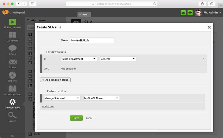 Imaginea arată cum să setezi condiții noi și să specifici acțiunea care trebuie luată