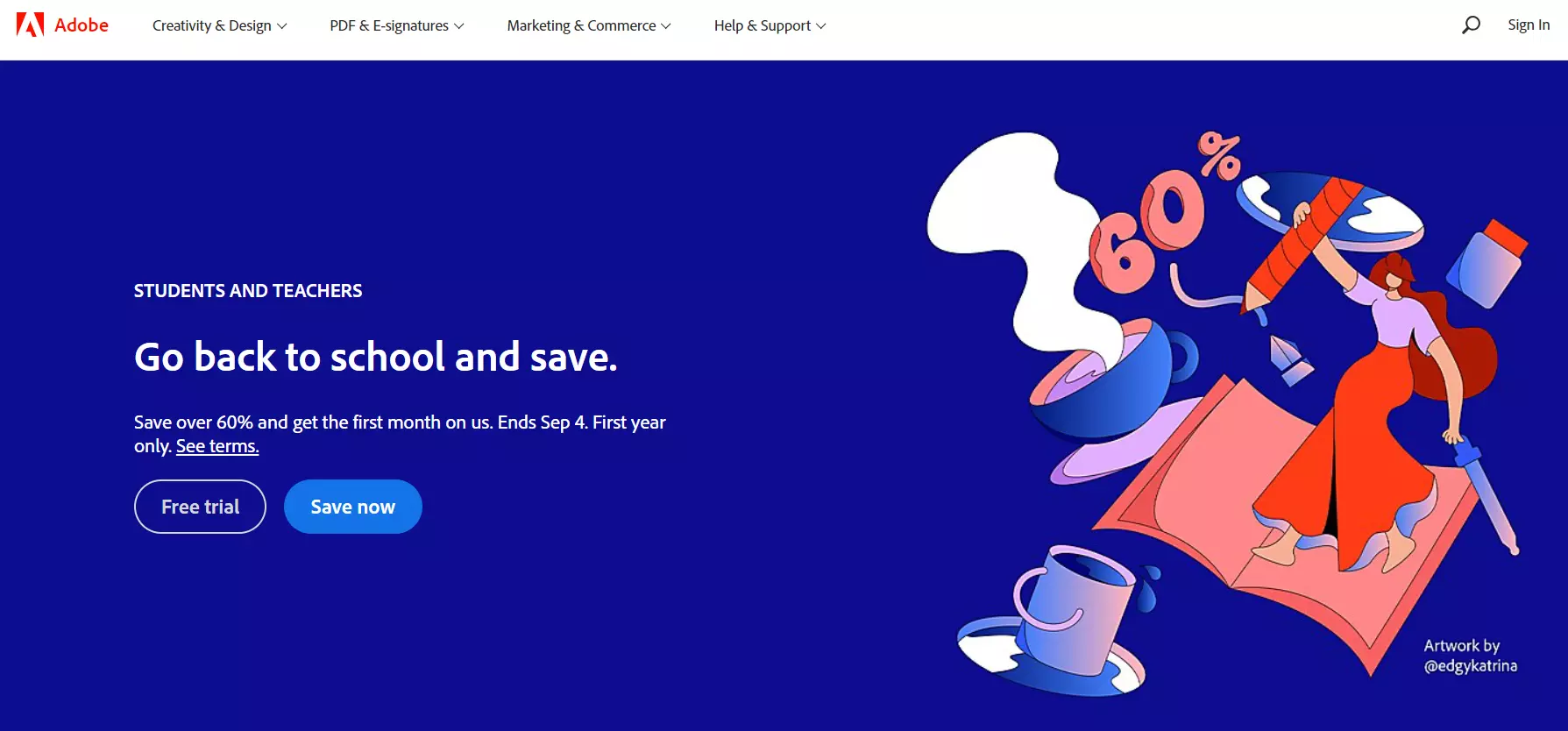 Pagina de pornire Adobe prezentând sistemul lor de managementul conținutului.