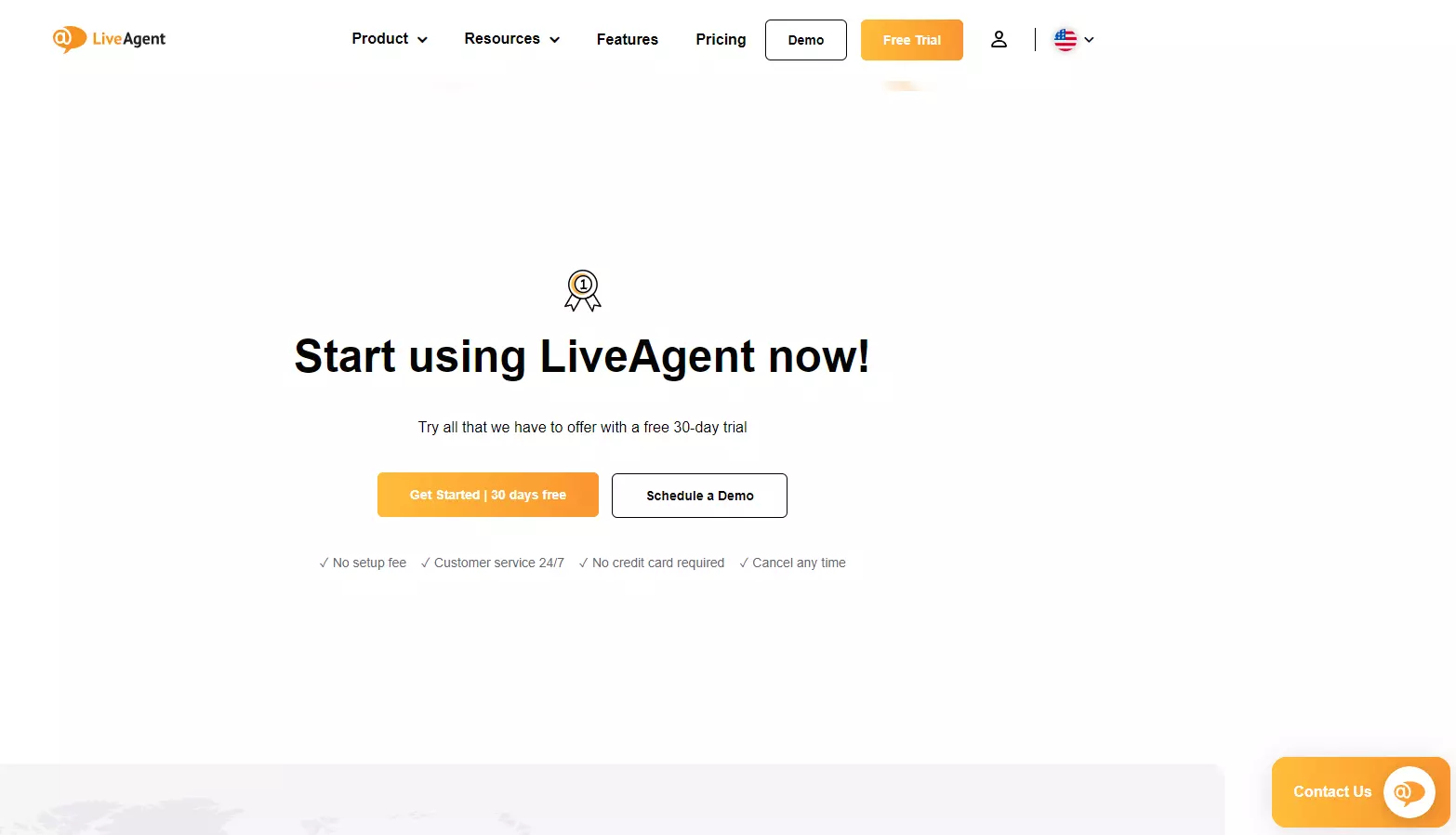 Butonul CTA și chat live LiveAgent