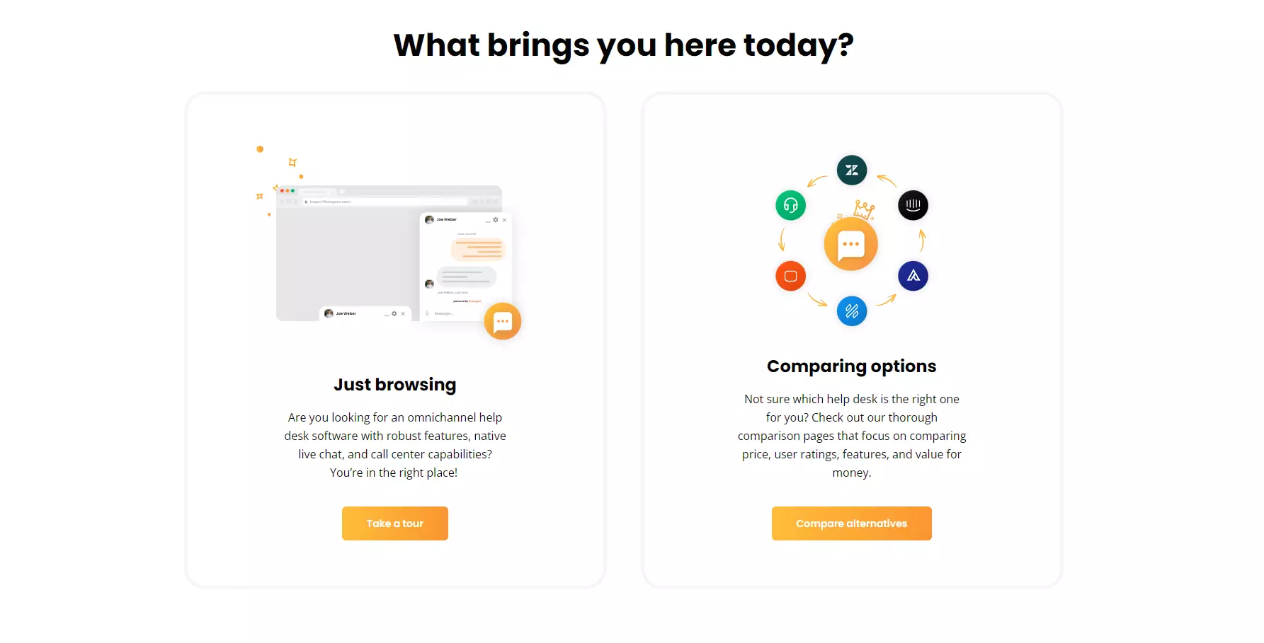 Exemple de CTA-uri ale LiveAgent