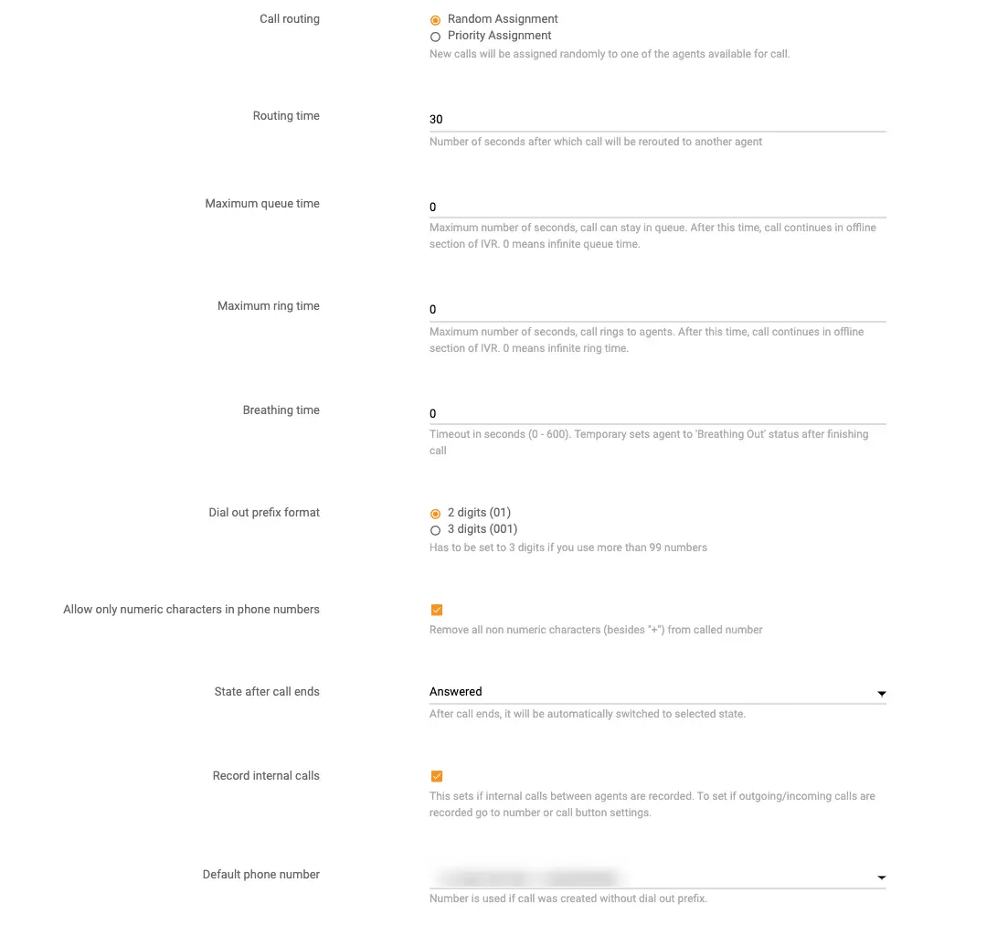 Configurarea setărilor de apel