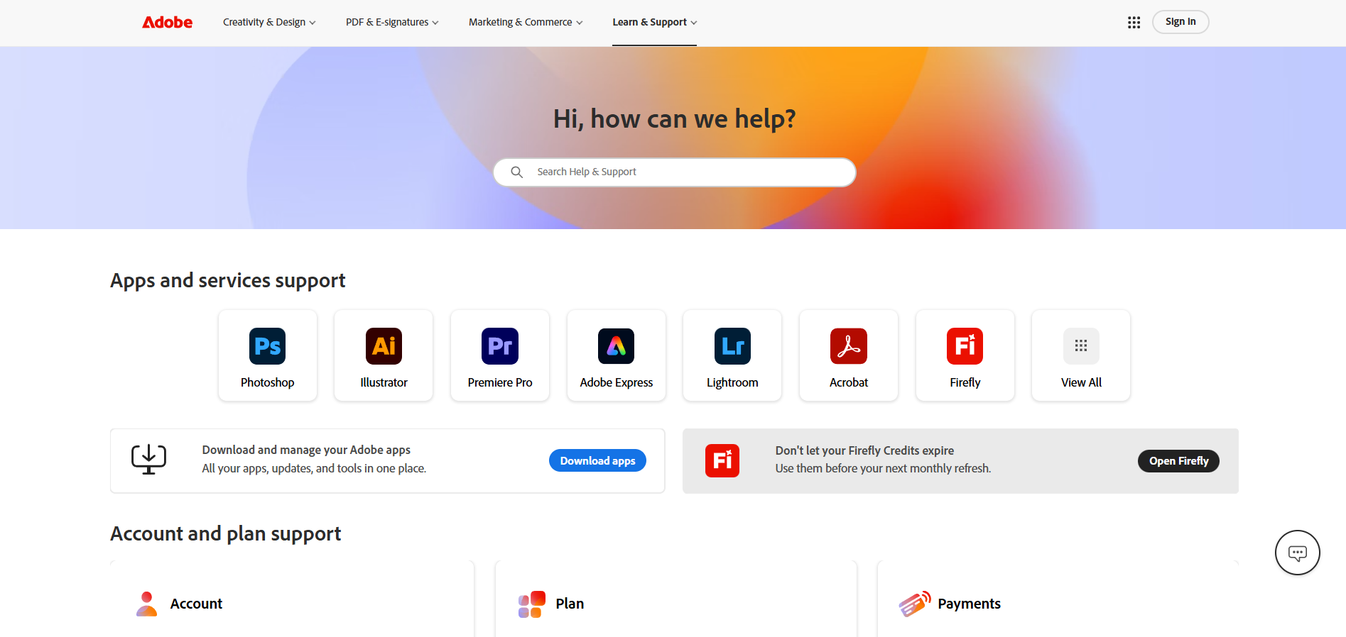 Contacte Adobe Help Desk