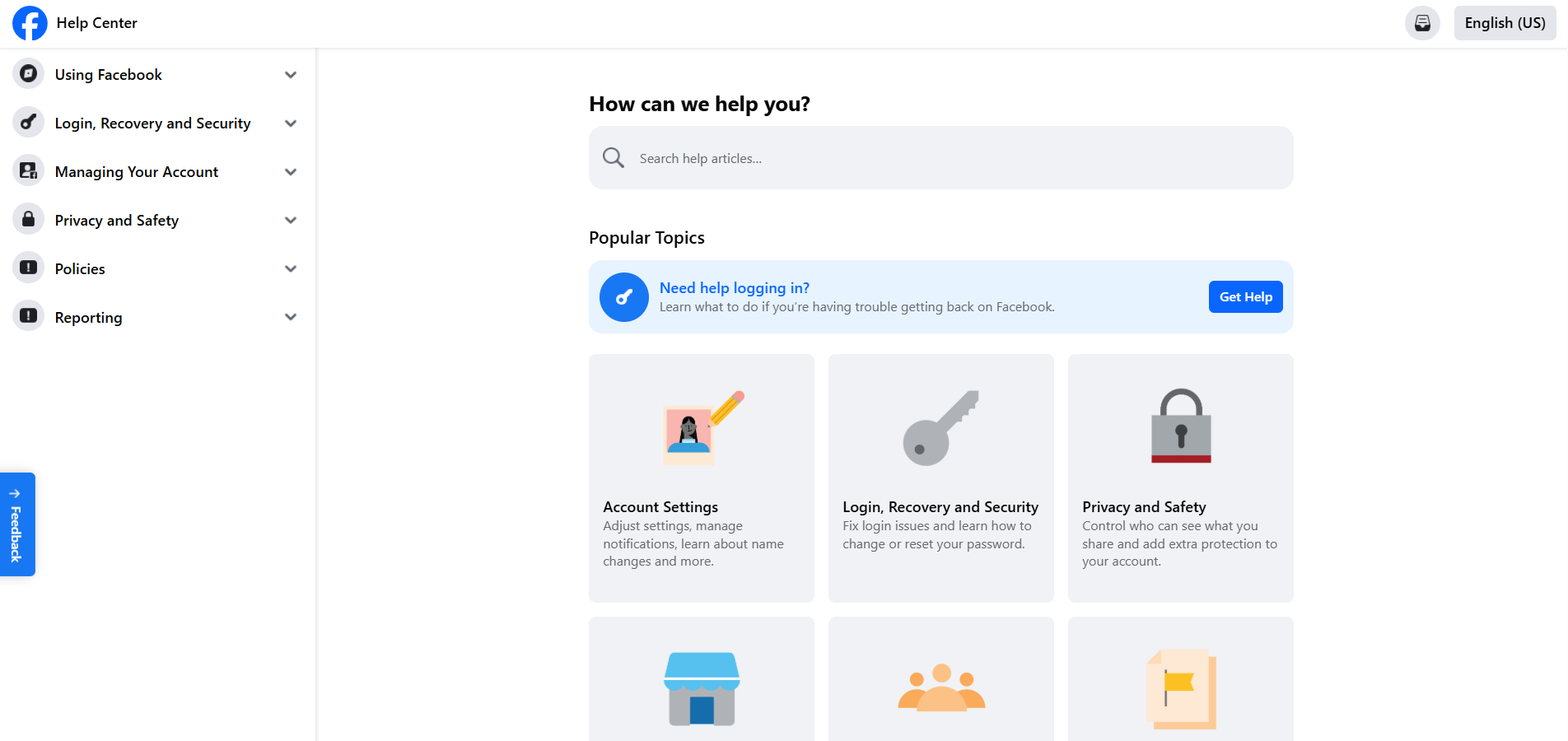 Contacte Facebook Help Desk