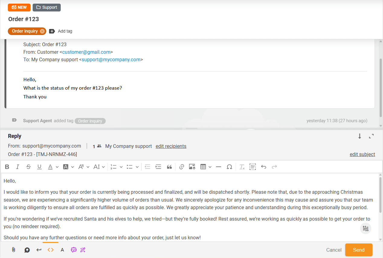 Răspuns gata al Answer Composer