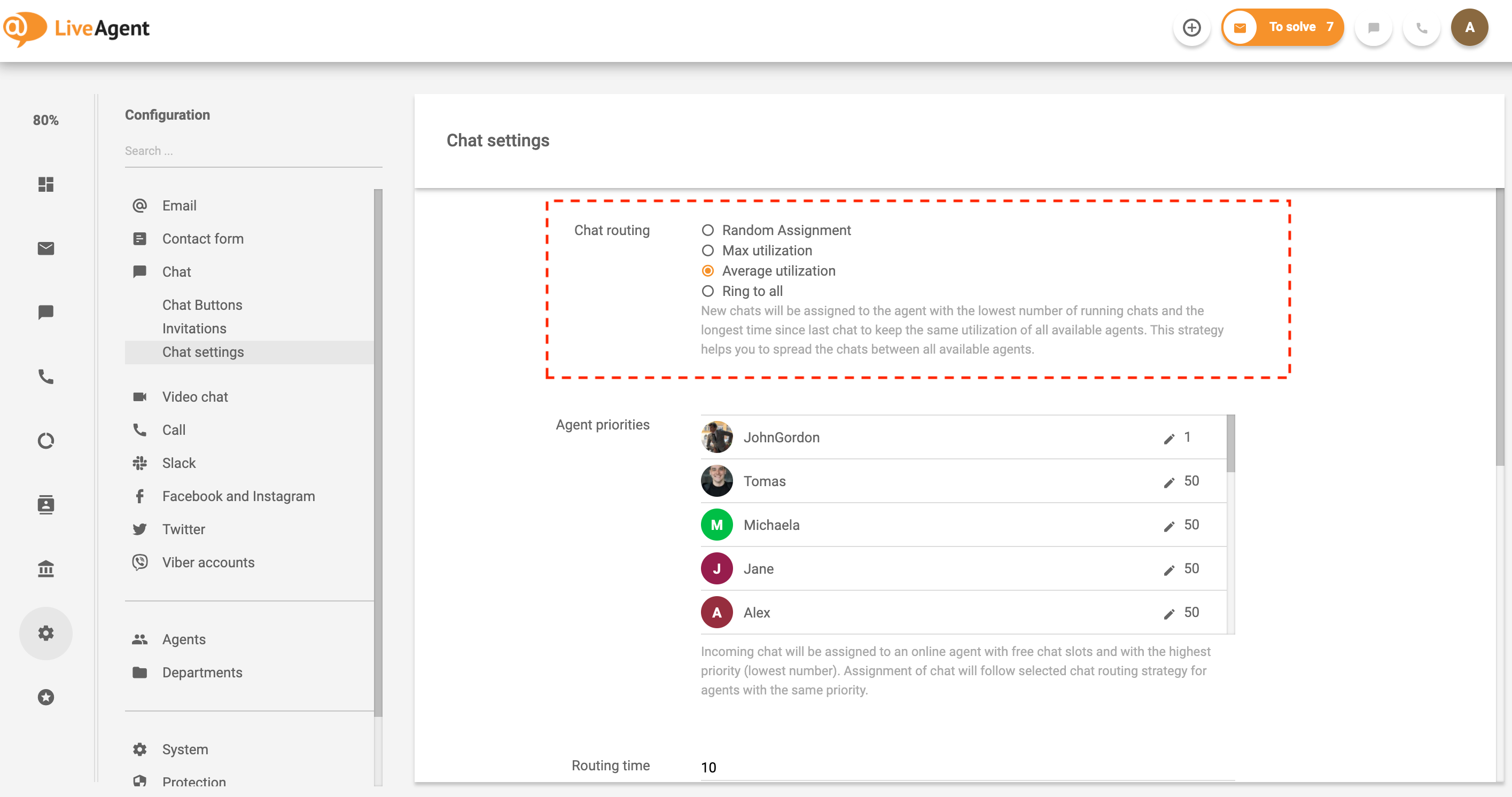 Distribuția automată a tichetelor și rutarea chat-ului
