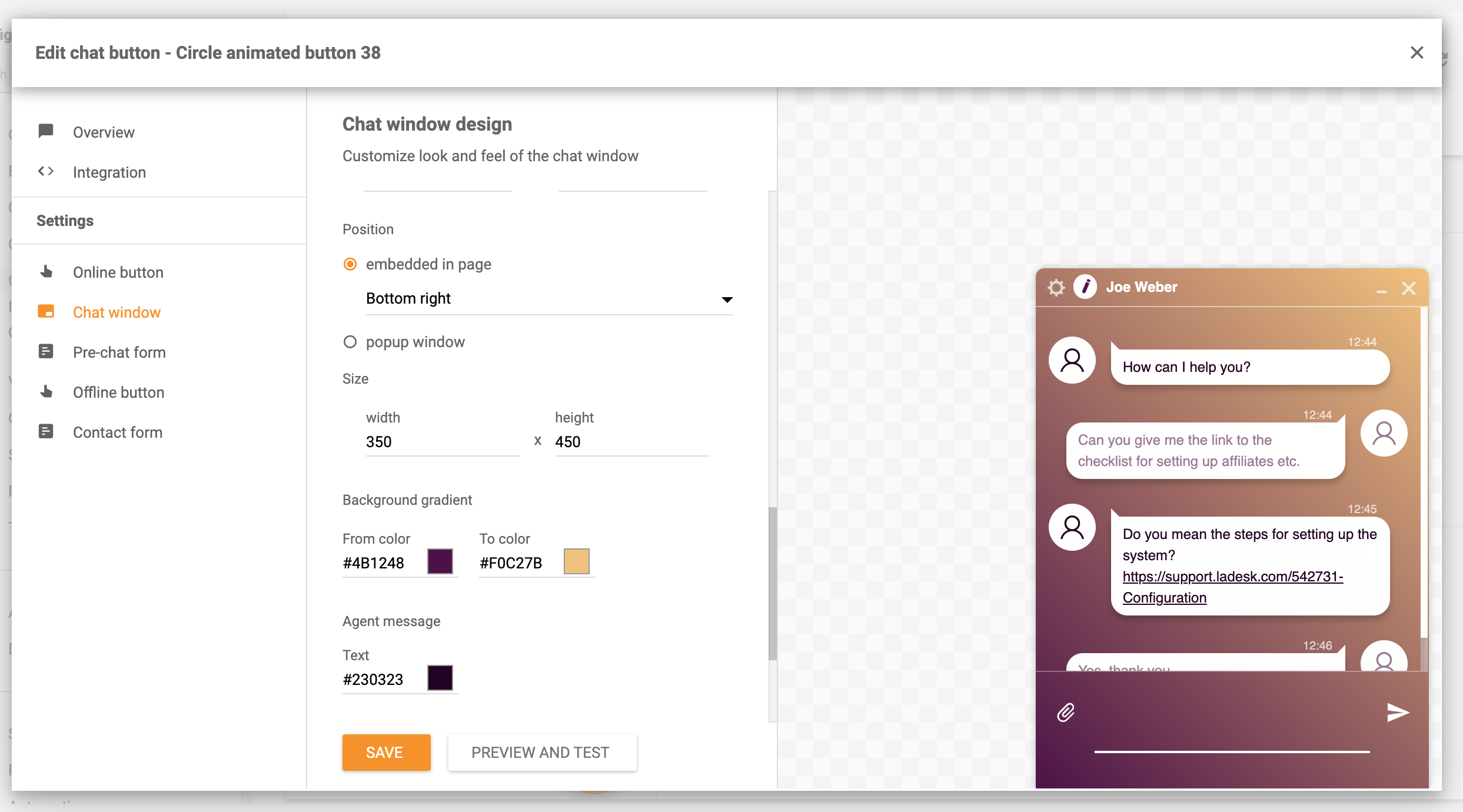 Caracteristica de ancorare a ferestrei de chat