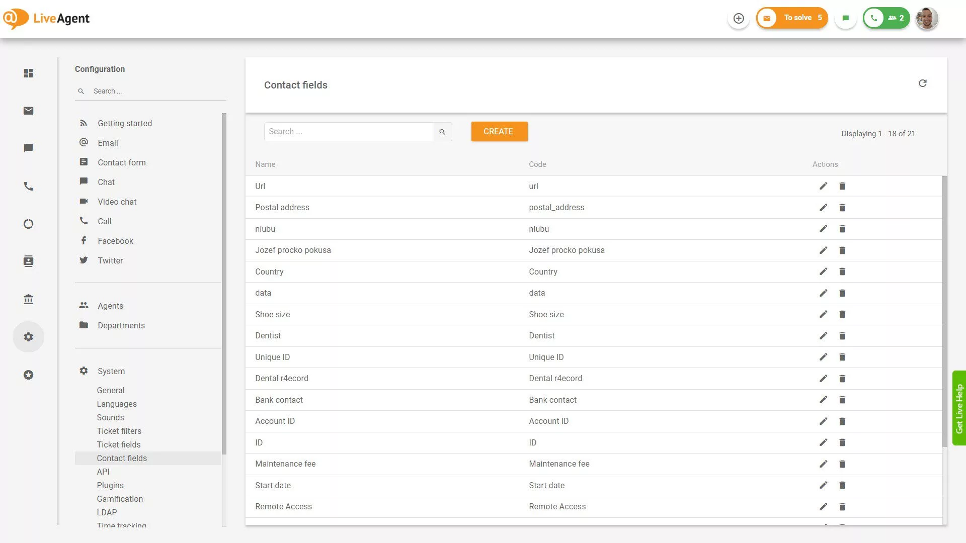 Contact fields overview