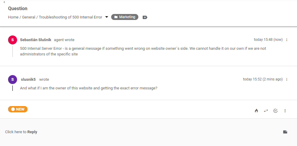 Bilet forum clienți în LiveAgent
