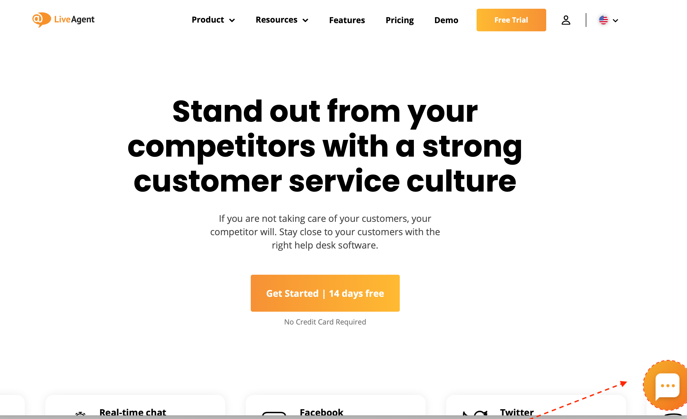 Exemplu de buton chat LiveAgent