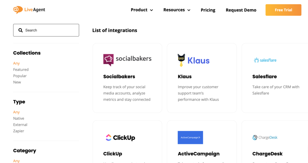 Integrări LiveAgent