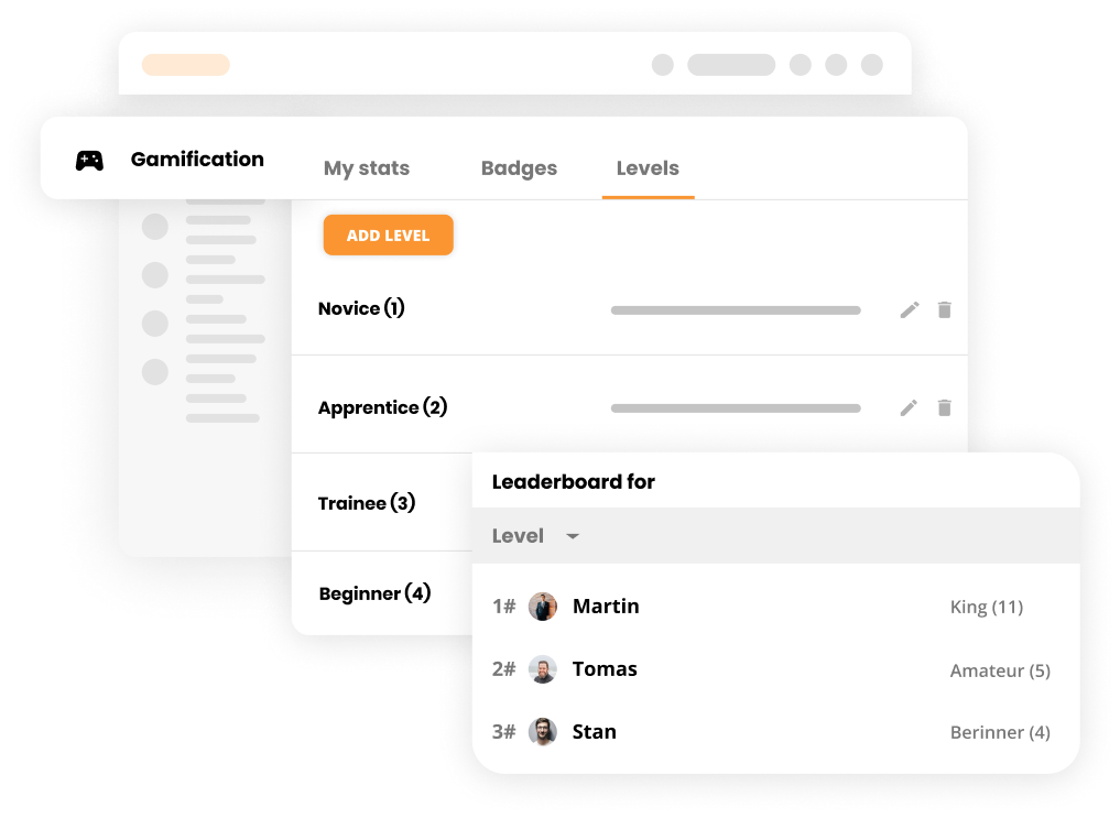 Leaderboard for Levels showing agent progression