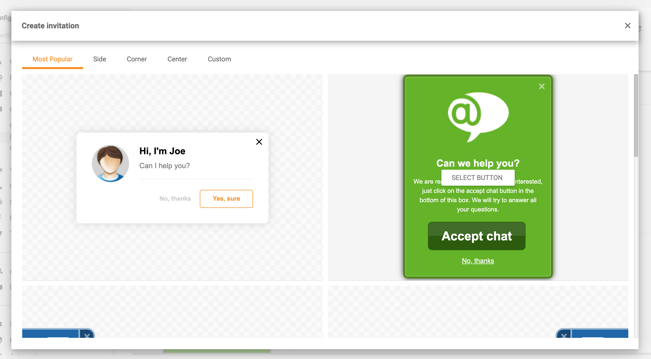 Caracteristica invitațiilor de chat proactive în LiveAgent