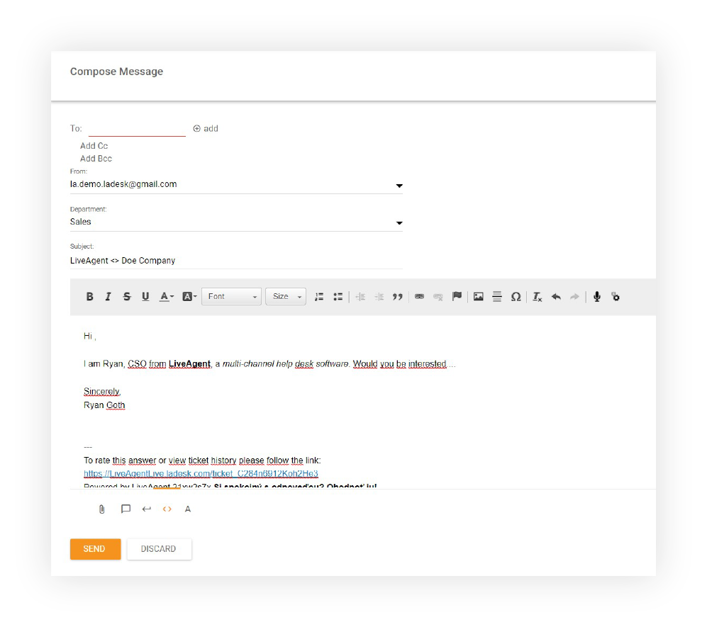 WYSIWYG editor - New ticket