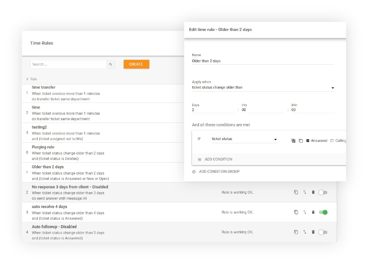 Vizualizarea regulilor de timp
