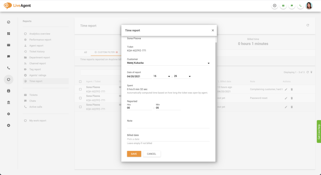 Configurare timp facturat
