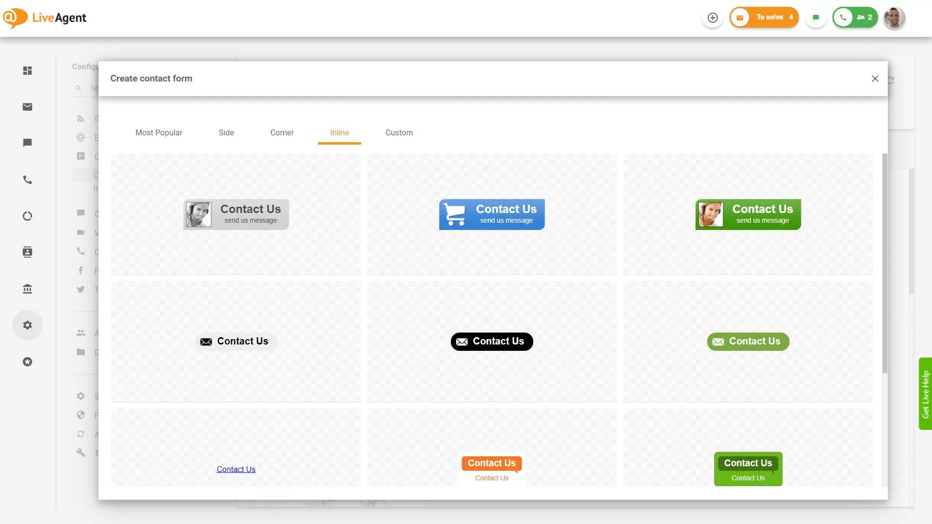 Butoane de formular de contact inline