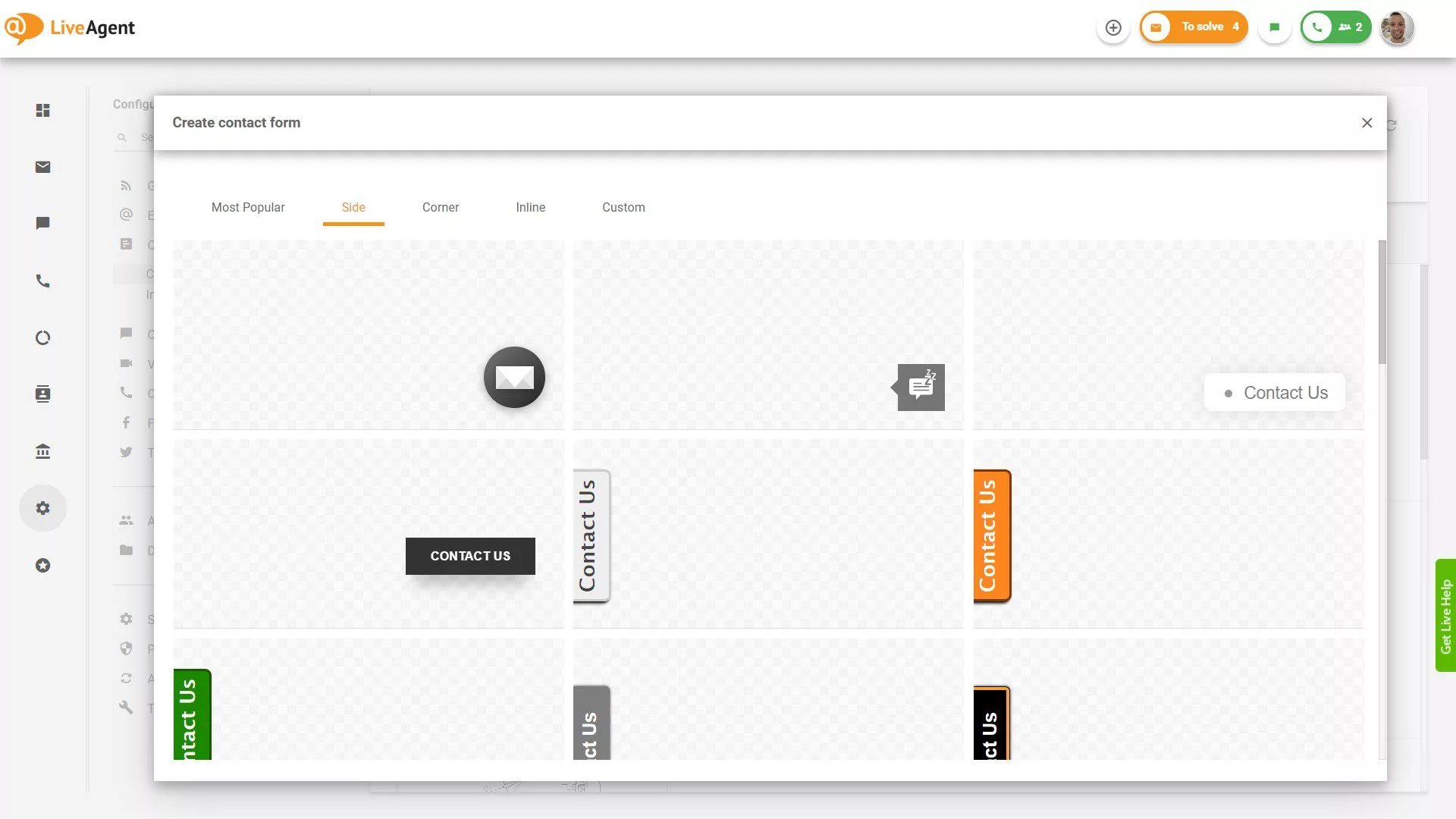 Butoane de formular de contact lateral