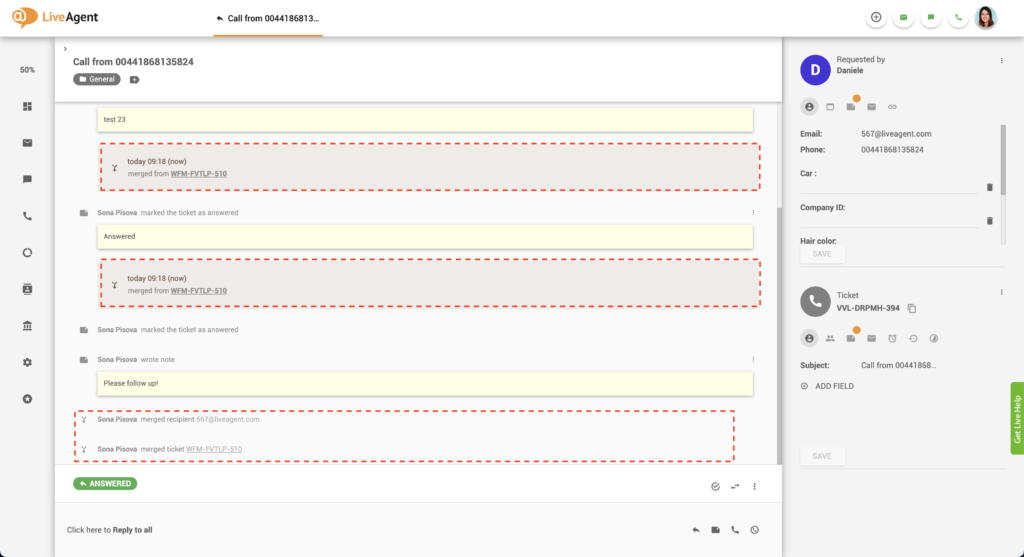 Mesajul sistemului de bilete fuzionate