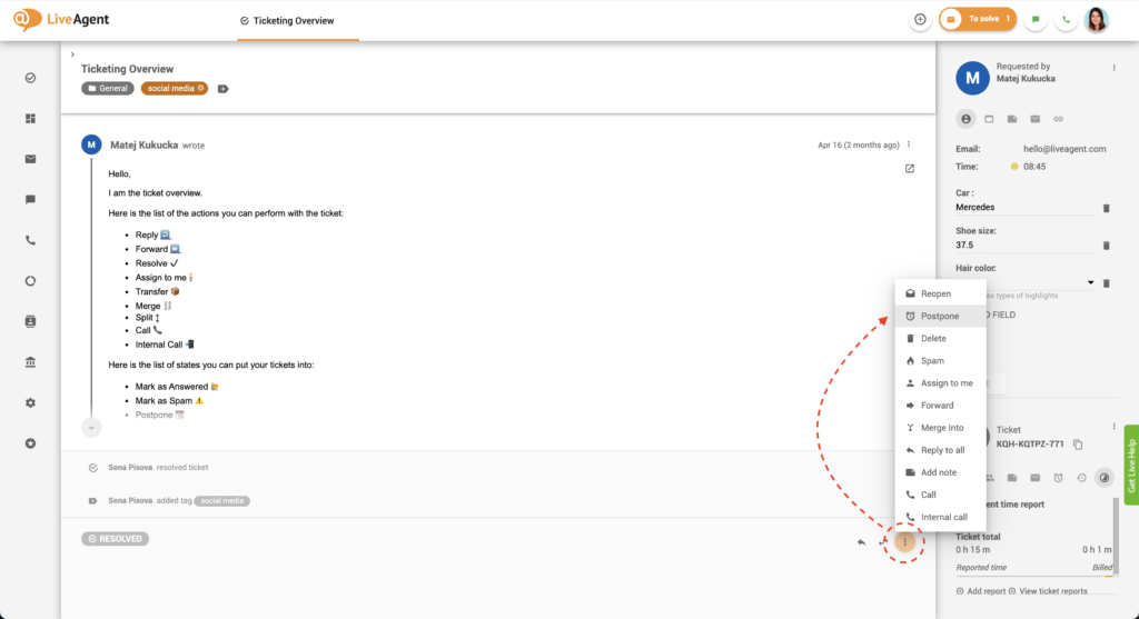 Amânarea unui tichet
