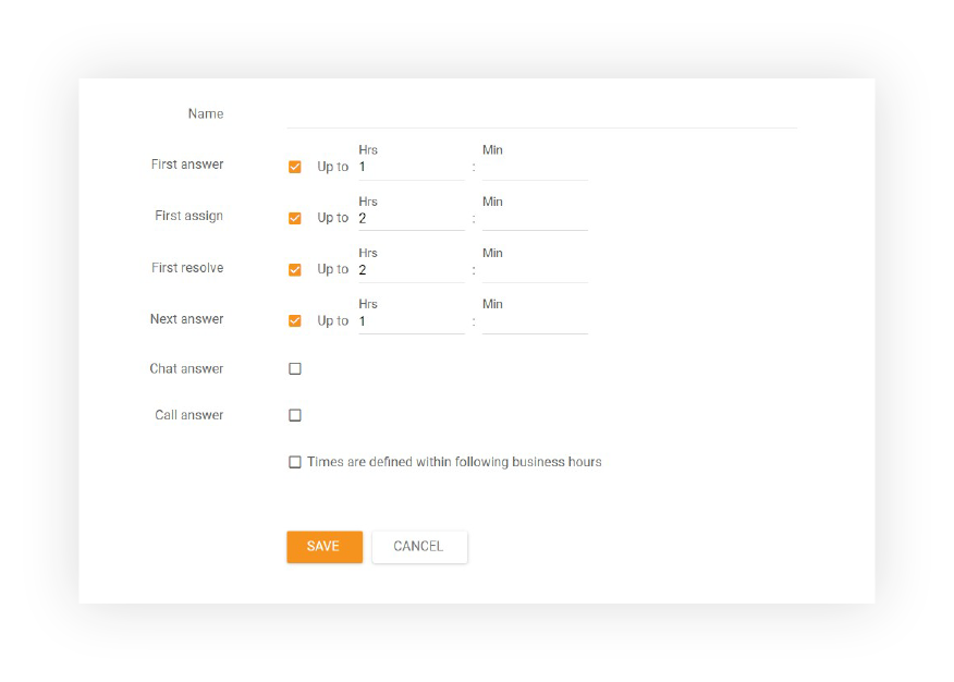 Nivel SLA în LiveAgent