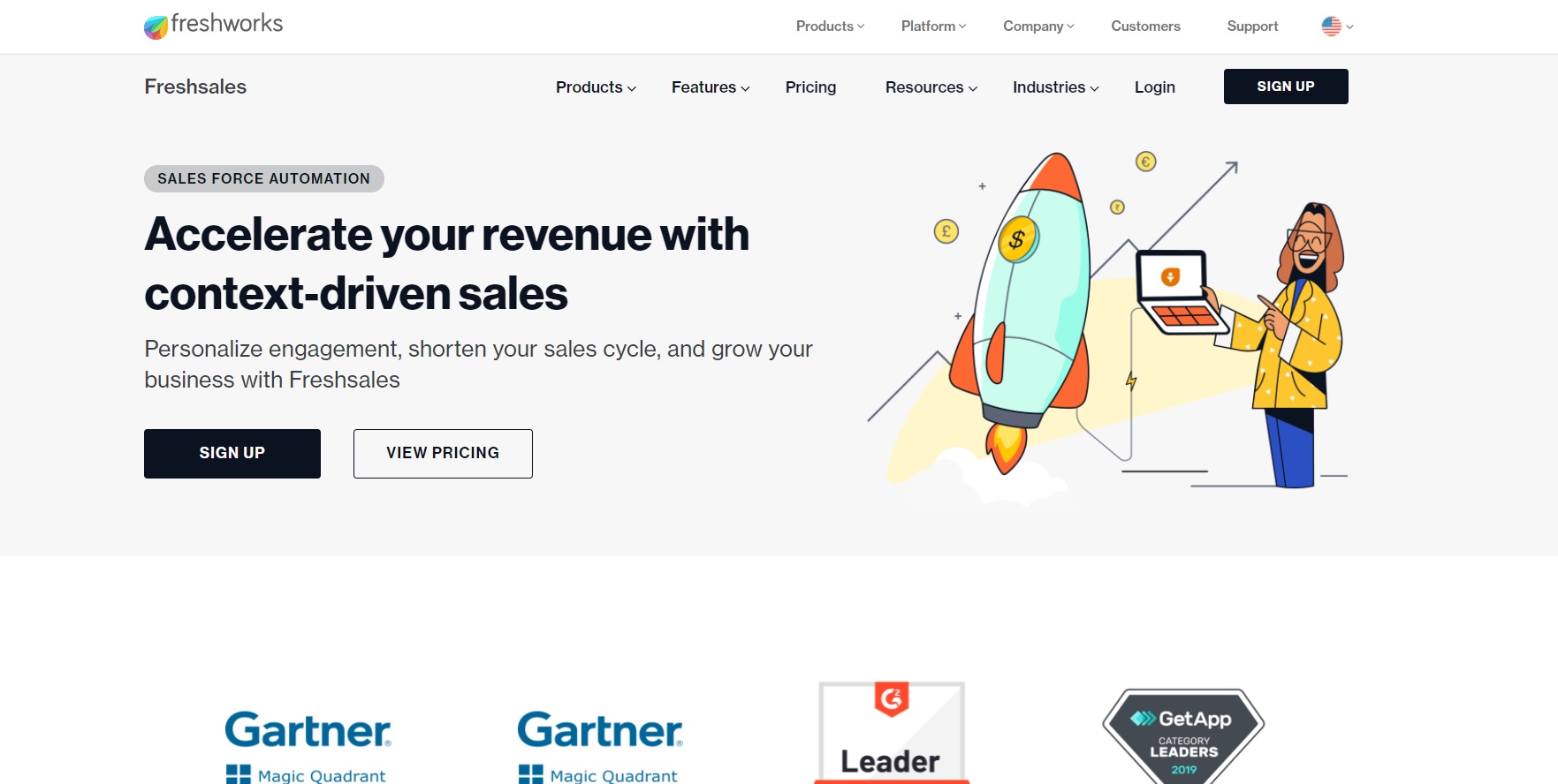 Pagina de pornire Freshworks Freshsales