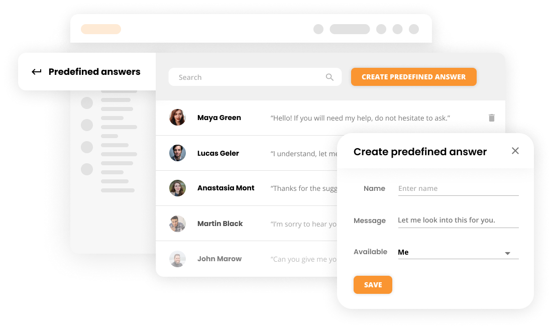 Exemplu de răspunsuri predefinite