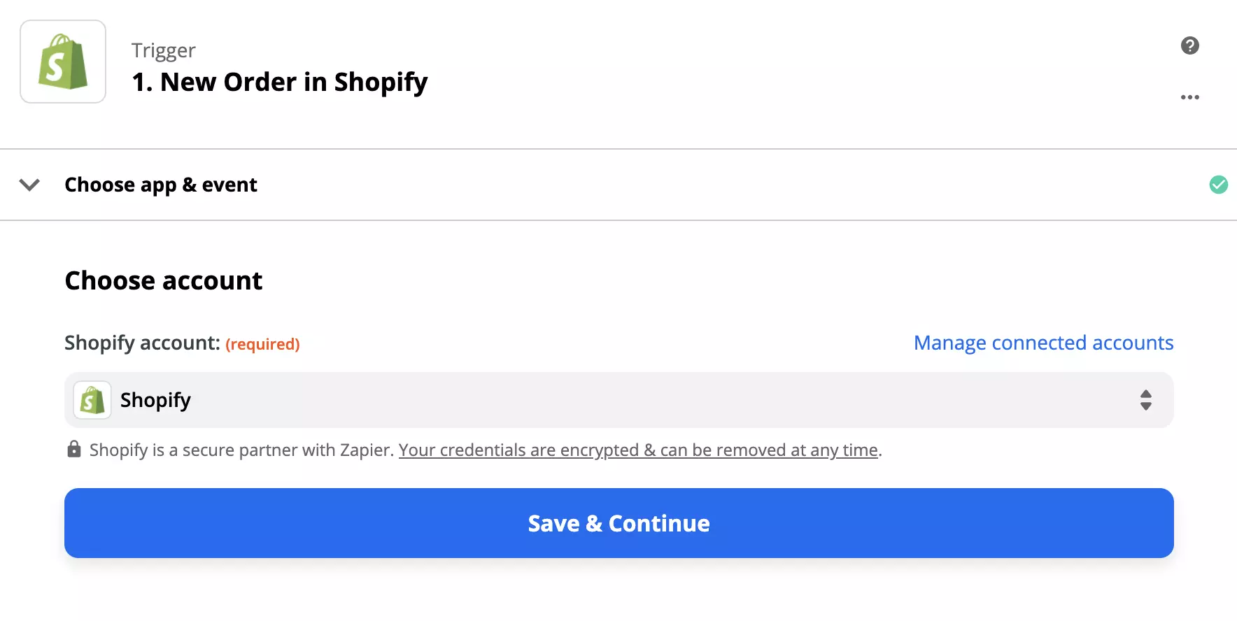 Configurarea declanșatorului Shopify pe Zapier