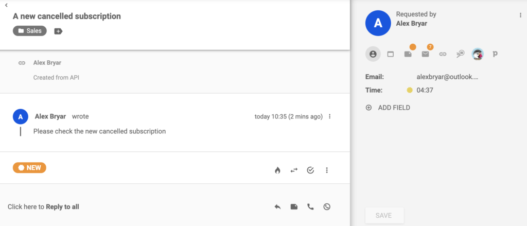 Un bilet despre un nou abonament anulat